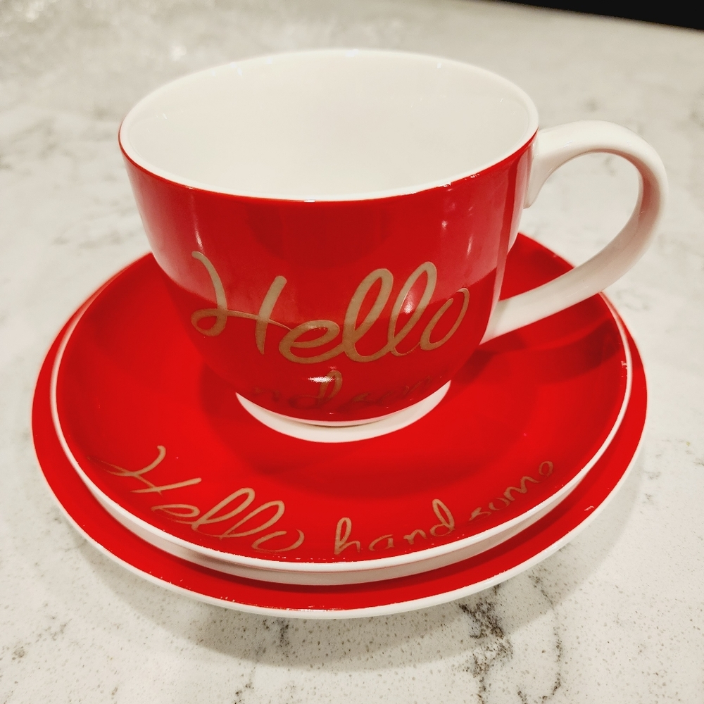 COFFEE MUG HELLO HANDSOME, SET OF 3